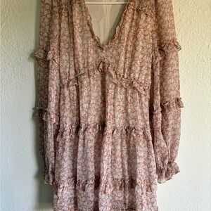 Altar'd State Pink Floral Long Sleeve Dress